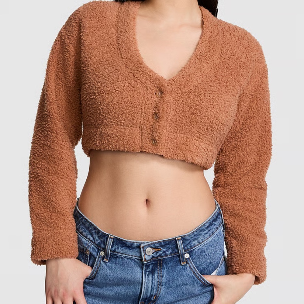 Victoriaโs Secret Co-ZZZy Fleece Cropped Cardigan